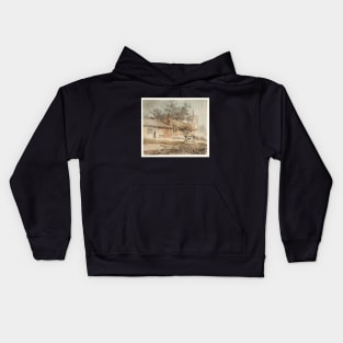 A Cottage with a Well near a Church Kids Hoodie